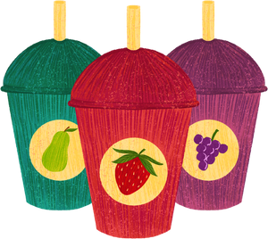 Hand Drawn Textured Fruit shake group