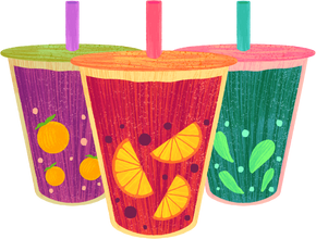 Hand Drawn Textured Fruit drink group